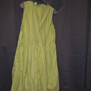 green hi-low sleeveless dress